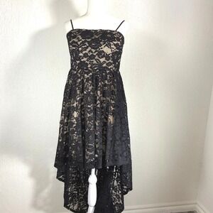 Sequin Hearts Black Lace High Low Dress Sleeveless Gothic Whimsigoth Gown 15